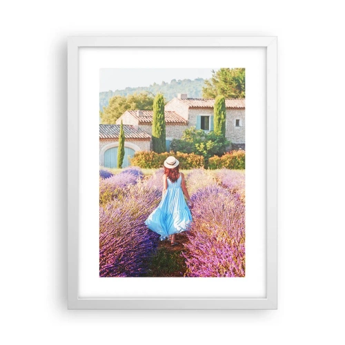 Plakát v bílém rámu - Levandulová dívka - 30x40 cm