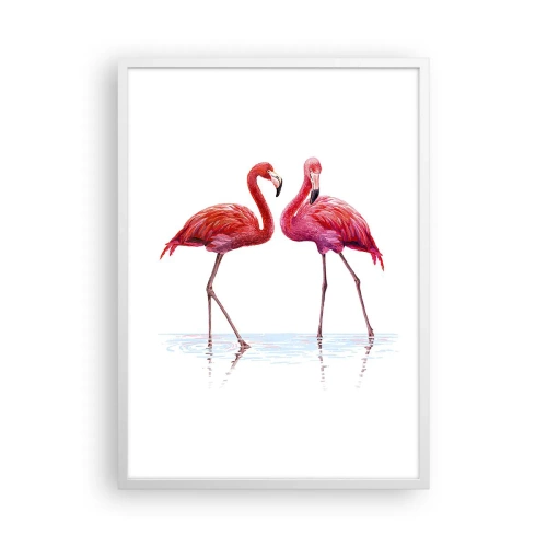 Plakát v bílém rámu - Růžové rendez-vous - 50x70 cm