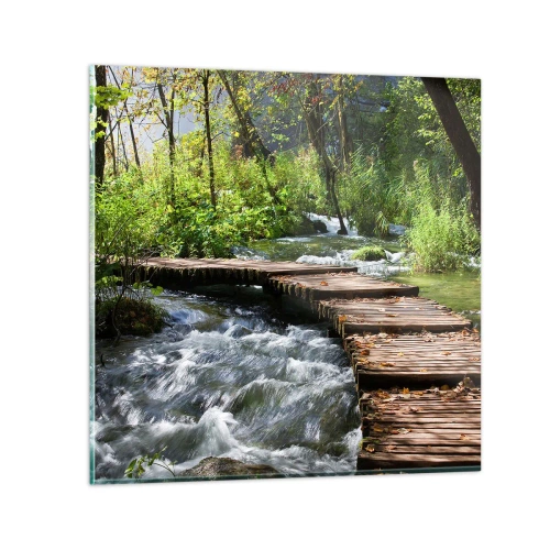 Obraz na skle - U zpěněného vodopádu - 30x30 cm