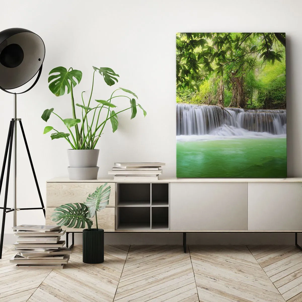 Obraz na plátně - Vodopád v zeleni - 50x70 cm