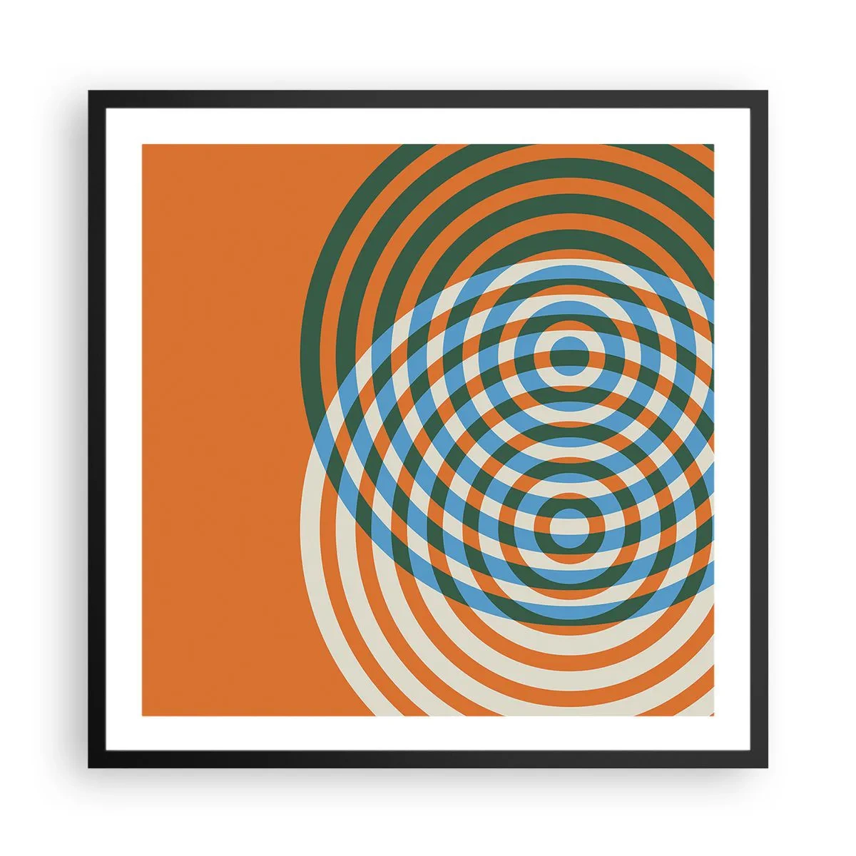 Plakát v černém rámu - Abstraktní kruhová variace - 60x60 cm