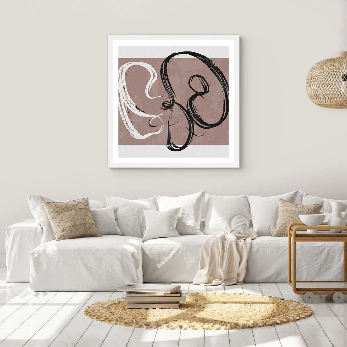 Plakát v bílém rámu - Kompozice – hledání úplnosti - 60x60 cm