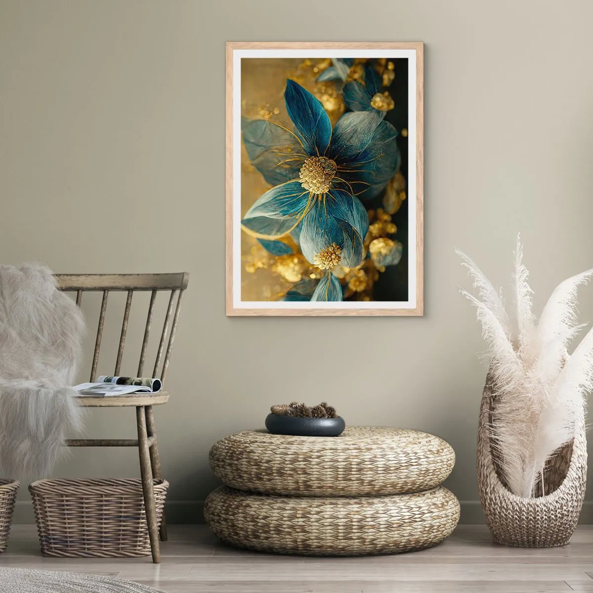 Plakát v rámu světlý dub - Rozkvést zlatem - 61x91 cm