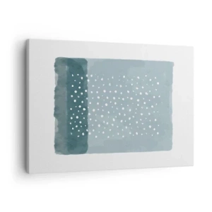 Obraz na plátně - Minimalistický obraz v odstínech modré s tečkami - 70x50cm - Pěstováno na modři - Moderní nástěnná dekorace do obývacího pokoje a ložnice ARTTOR