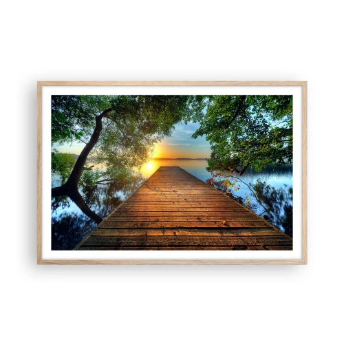 Plakát v rámu světlý dub - Nespěchej, posaď se - 91x61 cm