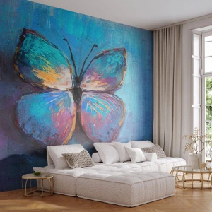 Fototapeta Standard Eco - Barevný motýl na abstraktním pozadí - 100x70cm - V celé své kráse - Moderní nástěnná dekorace do obývacího pokoje a ložnice ARTTOR