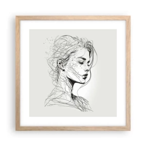 Plakát v rámu světlý dub - Portrét v zamyšlení - 40x40 cm