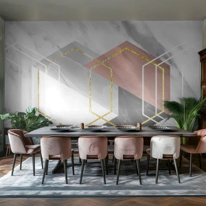 Fototapeta Premium Sand - Řetězová kompozice - Abstrakce, Kus, Šestiúhelník - 100x70 cm