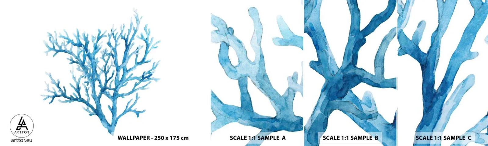 Vzor Fototapety Samolepicí Deluxe Sticker - Mořský filigrán - Korál, Pobřeží, Minimalistický - 100x30 cm