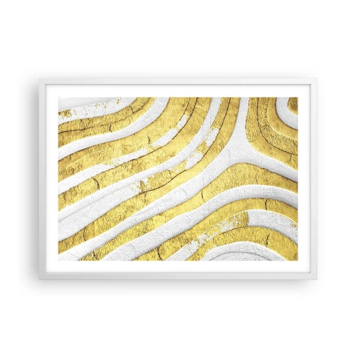 Plakát v bílém rámu - Kompozice v bílé a zlaté - 70x50 cm