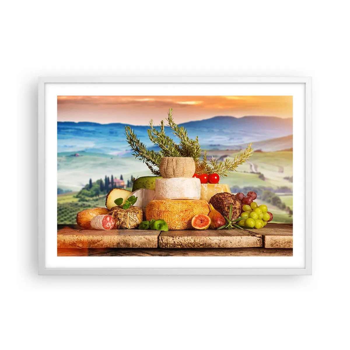 Plakát v bílém rámu - Italská radost ze života - 70x50 cm
