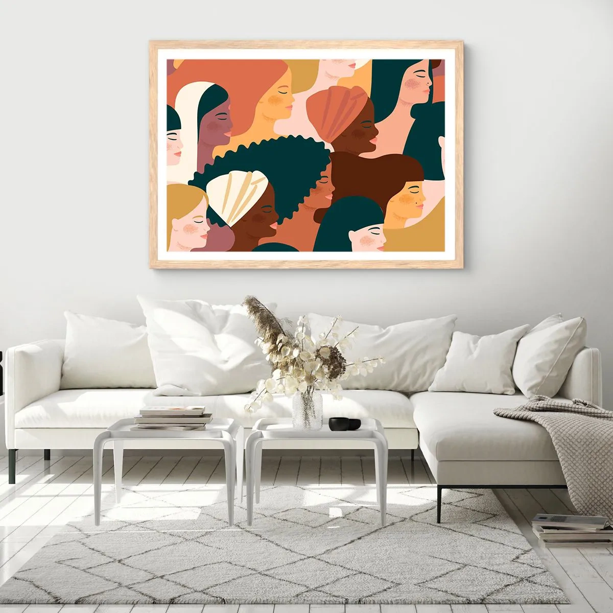 Plakát v rámu světlý dub - Pouze ženskost - 91x61 cm