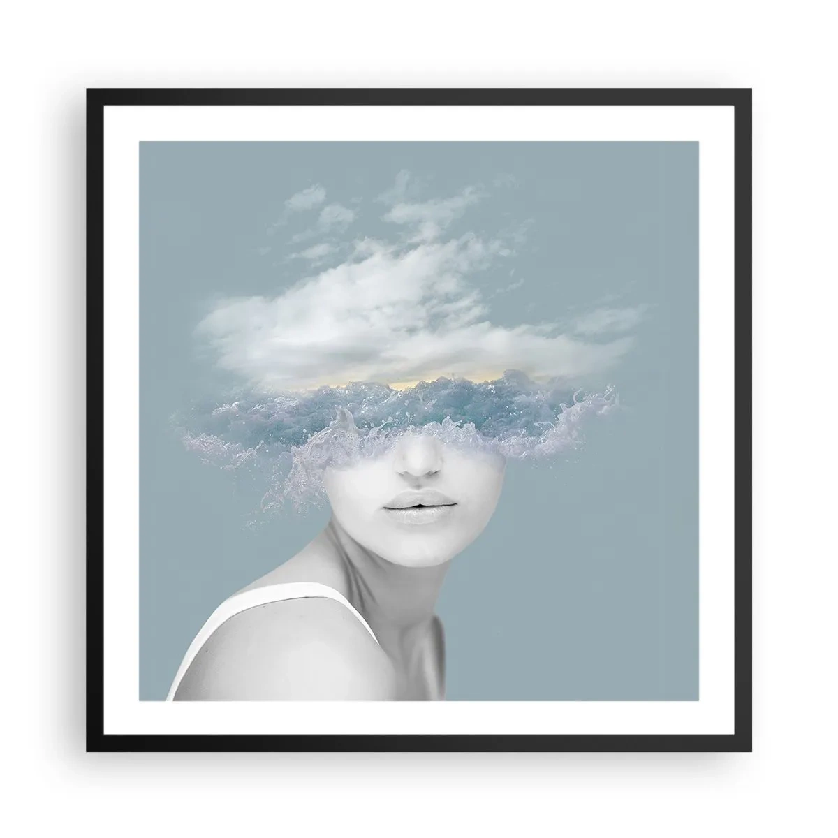 Plakát v černém rámu - S hlavou v oblacích - 60x60 cm