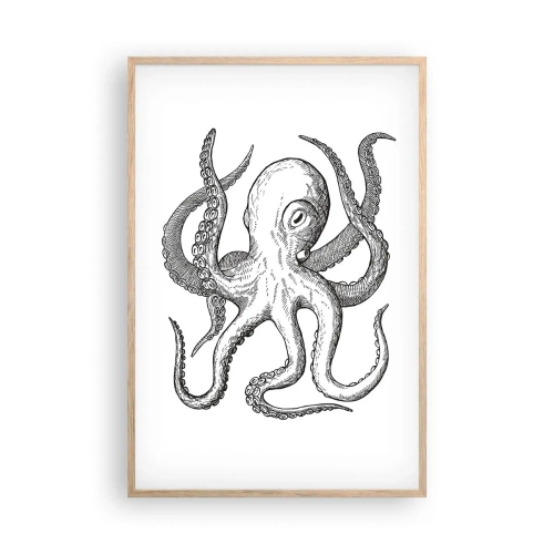 Plakát v rámu světlý dub - Tančící s vlnami - 61x91 cm