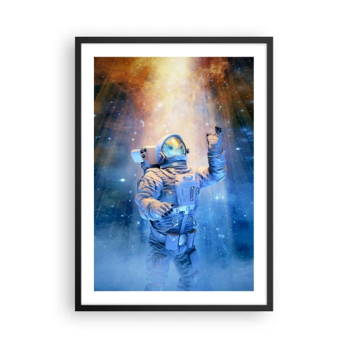 Plakát v černém rámu - Astronaut ve světle hvězd a galaxií ve vesmíru - 50x70cm - Konečně v cíli - Moderní nástěnná dekorace do obývacího pokoje a ložnice ARTTOR