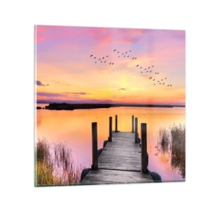 Obraz na skle - Fialové tiché svítání - 60x60 cm