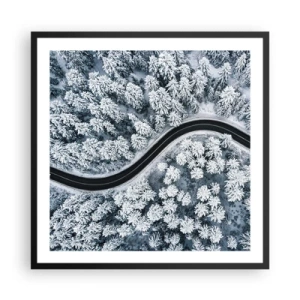 Plakát v černém rámu - Zimním lesem - 60x60 cm