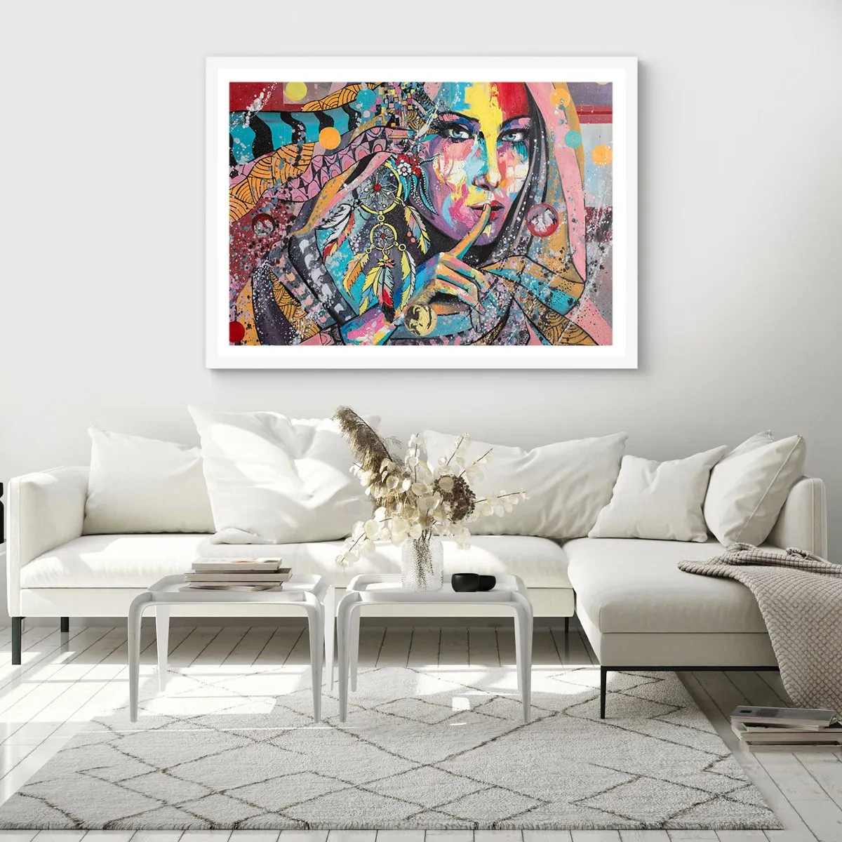 Plakát v bílém rámu - Mlč, než pochopíš - 50x40 cm