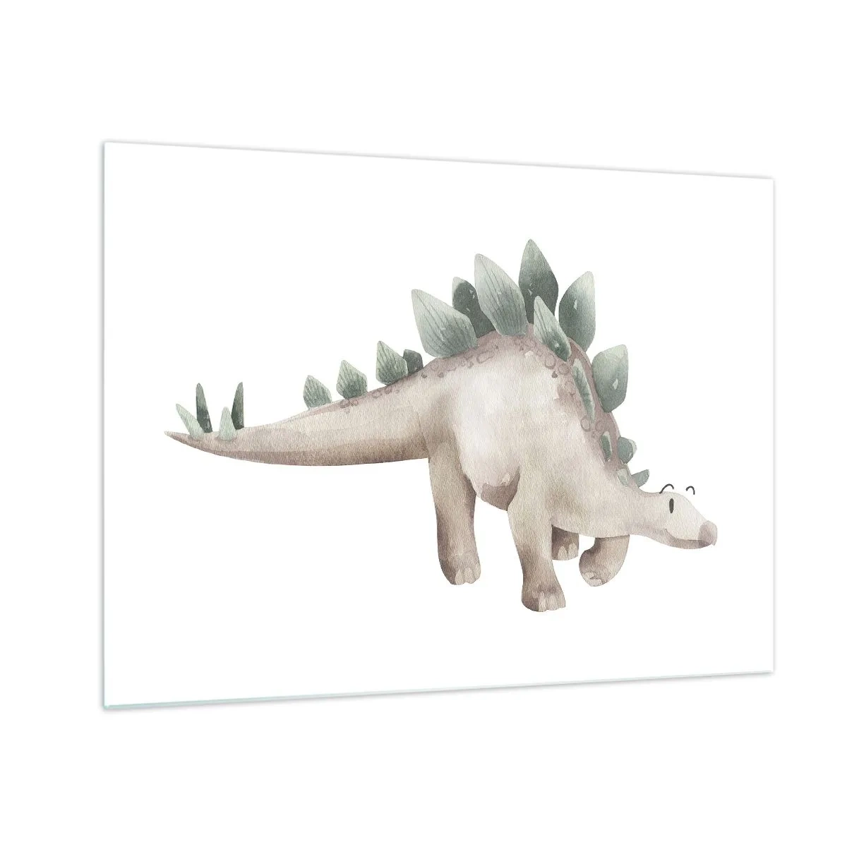 Obraz na skle - Roztomilý dinosaurus v pastelových barvách na bílém pozadí - 70x50cm - Váš přítel - Moderní nástěnná dekorace do obývacího pokoje a ložnice ARTTOR