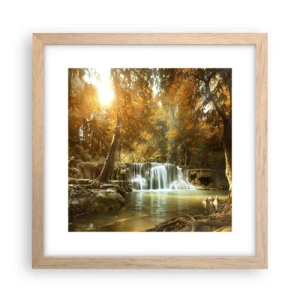 Plakát v rámu světlý dub - Parkový vodopád - 30x30 cm