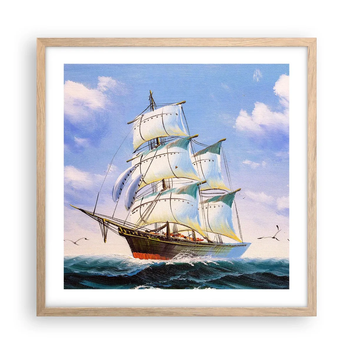 Plakát v rámu světlý dub - Hrdě s větrem - 50x50 cm