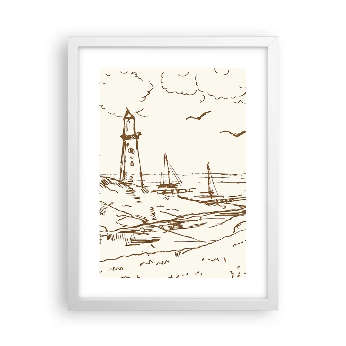 Plakát v bílém rámu - Náčrt letních vzpomínek - 30x40 cm