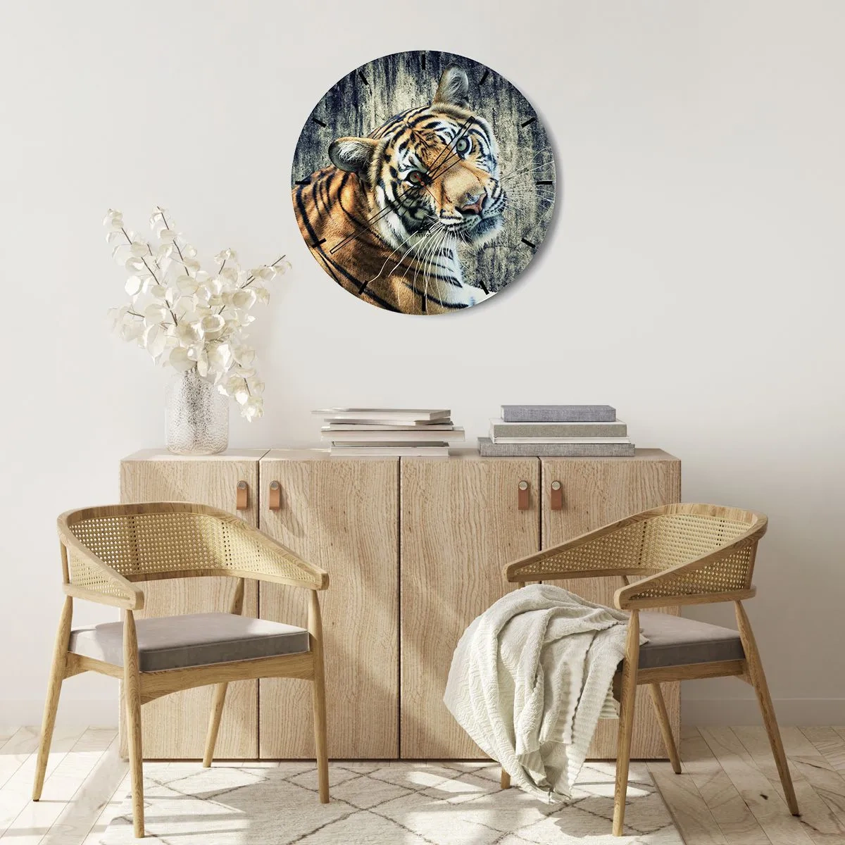 Nástěnné hodiny - Portrét v pramenech světla - 40x40 cm