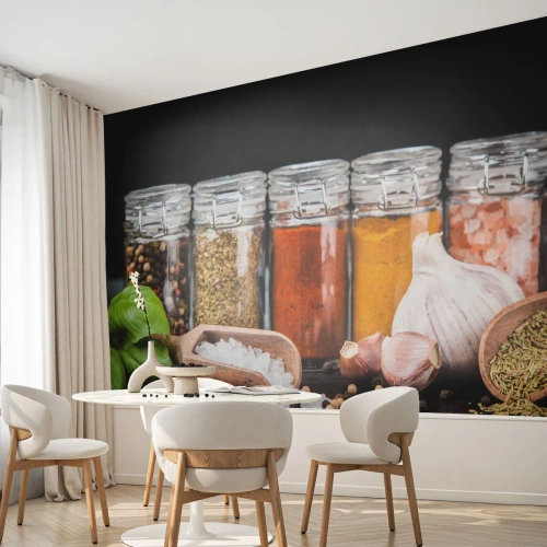 Fototapeta Samolepicí Deluxe Sticker - Aby měl život chuť - Gastronomie, Sušené bylinky, Koření - 350x256 cm