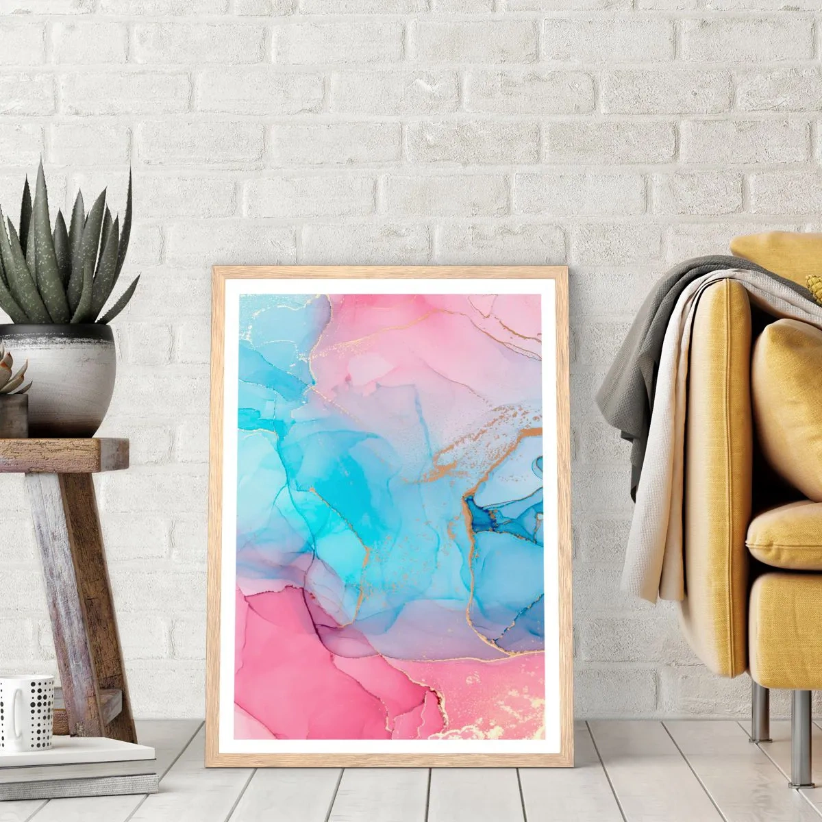 Plakát v rámu světlý dub - Setkávání a prolínání - 40x50 cm