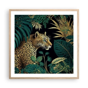Plakát v rámu světlý dub - Domácí v džungli - 60x60 cm