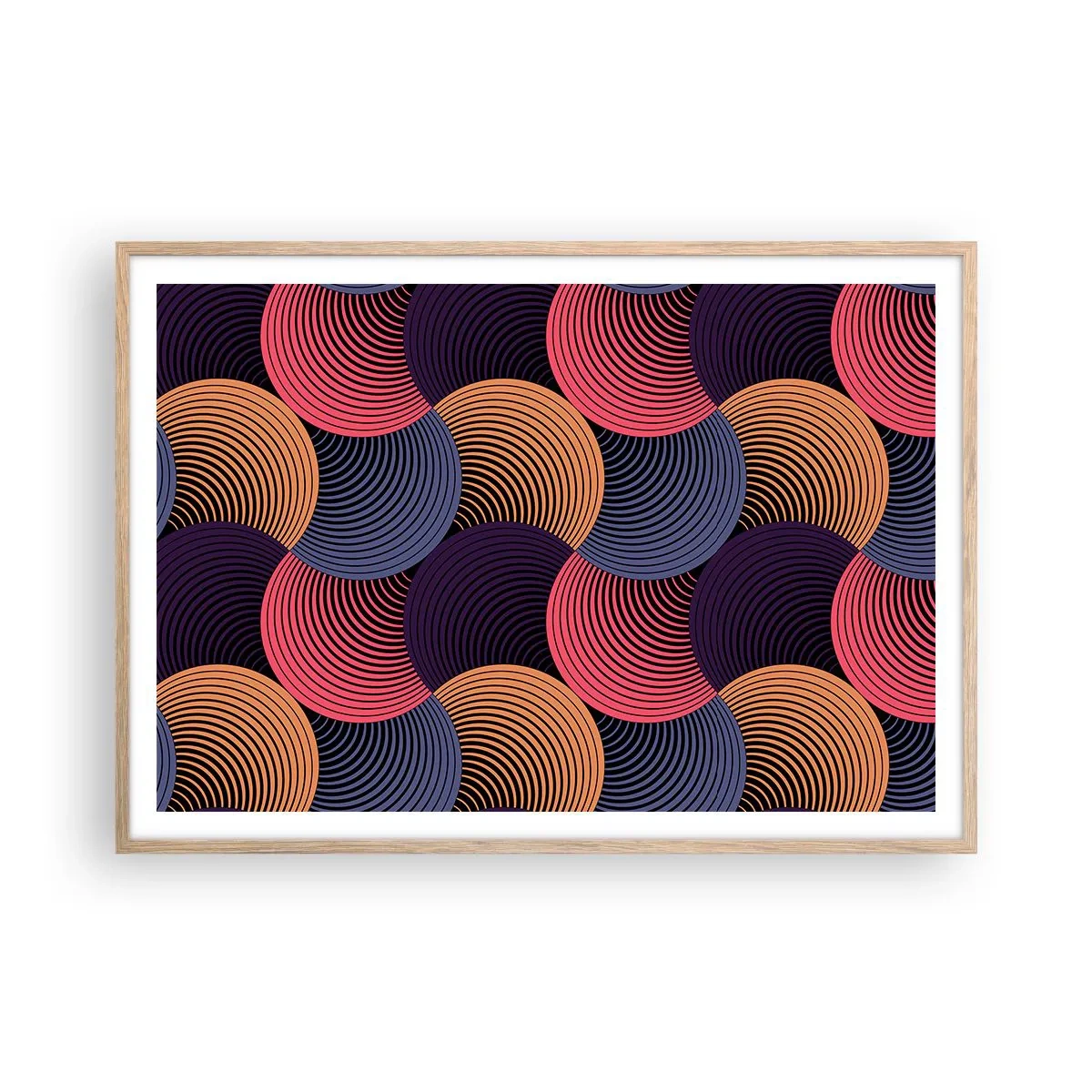 Plakát v rámu světlý dub - V kruhovém rytmu - 100x70 cm