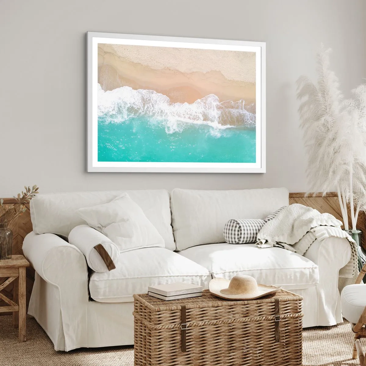 Plakát v bílém rámu - Mazlivý dotek - 100x70 cm