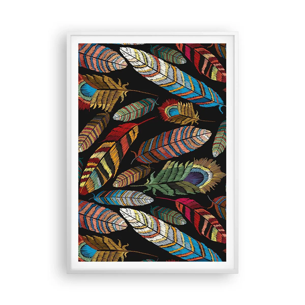 Plakát v bílém rámu - Ptačí karneval - 70x100 cm