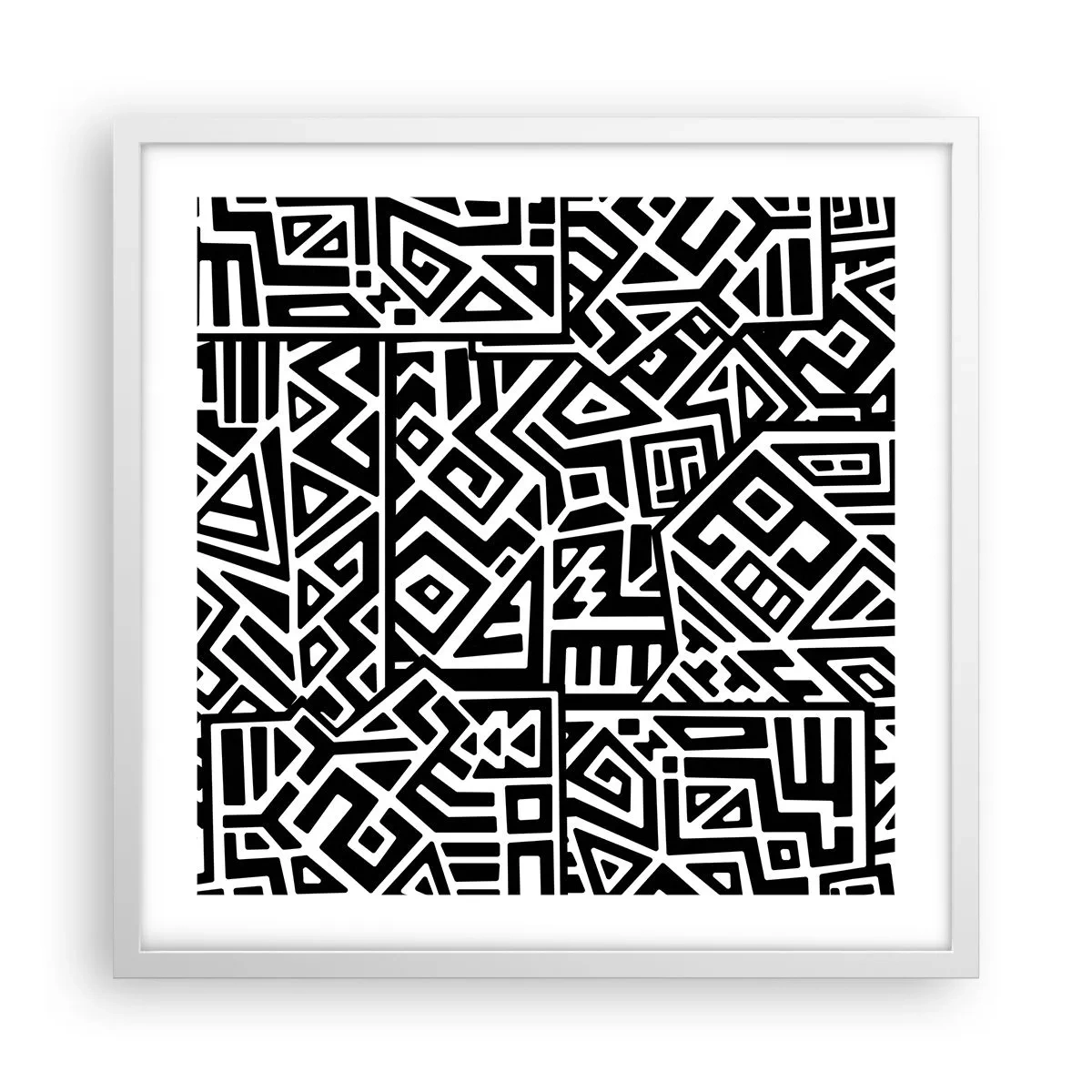 Plakát v bílém rámu - Předkolumbovská kompozice - 50x50 cm