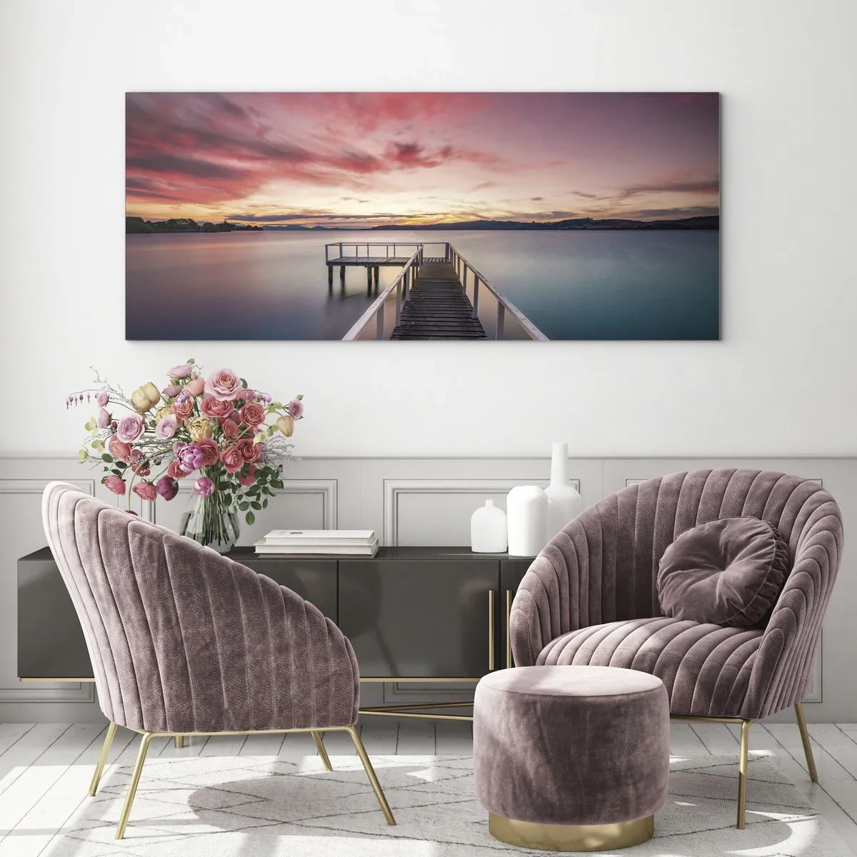Obraz na skle - Jemný plamen večera - 120x50 cm