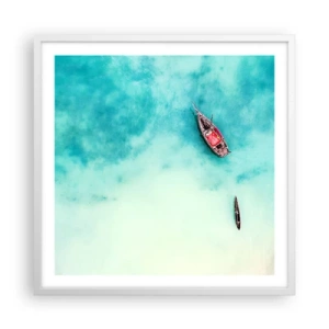 Plakát v bílém rámu - Protože na plážích Zanzibaru, když je přebytek vody… - 60x60 cm