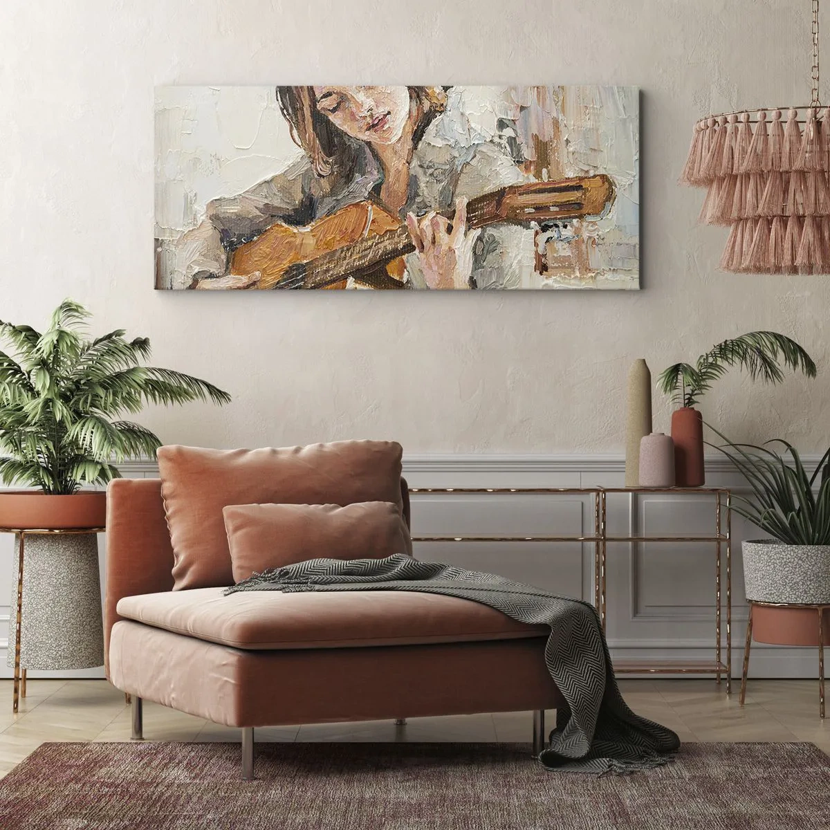 Obraz na plátně - Koncert pro kytaru a dívčí srdce - 100x40 cm