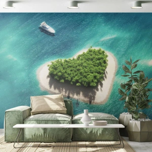 Fototapeta Standard Eco - Tropický ostrov ve tvaru srdce - 100x70cm - Miluji léto - Moderní nástěnná dekorace do obývacího pokoje a ložnice ARTTOR