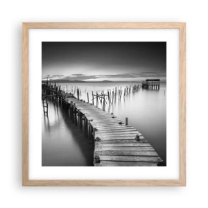 Plakát v rámu světlý dub - Klid zapomenutého břehu - 40x40 cm