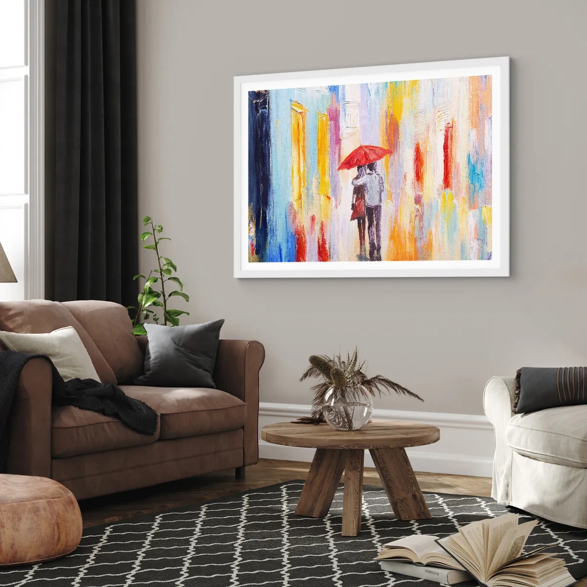 Plakát v bílém rámu - Ať prší dál - 70x50 cm