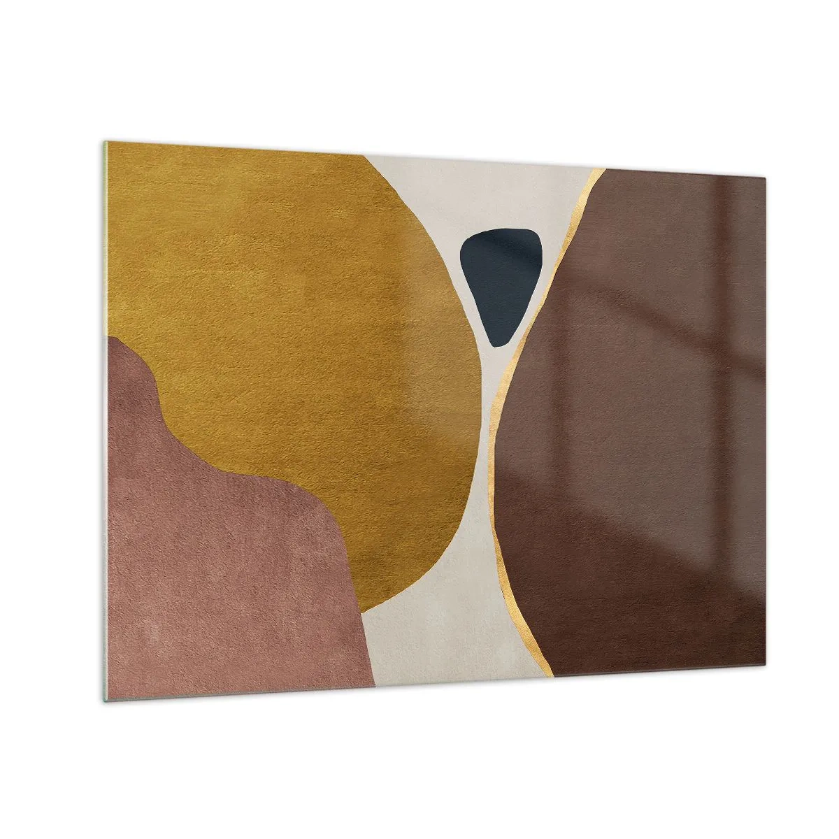 Obraz na skle - Minimalistická kompozice abstraktních tvarů - 70x50cm - Abstrakce – místo v prostoru - Moderní nástěnná dekorace do obývacího pokoje a ložnice ARTTOR