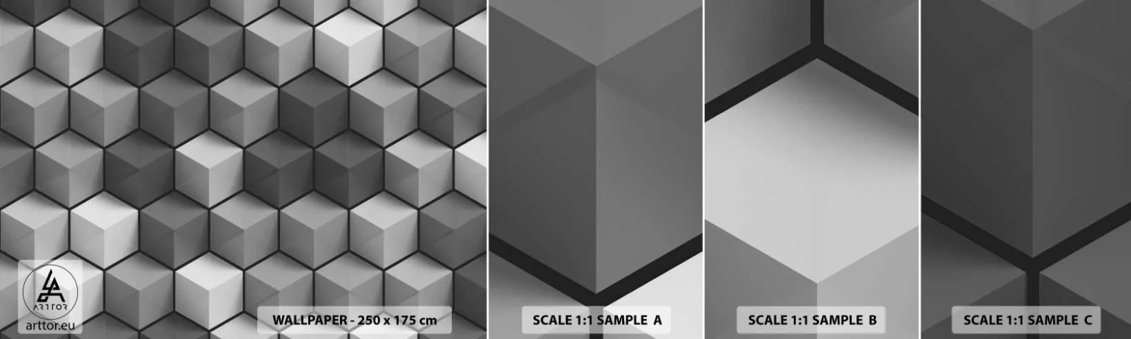 Fototapeta Vzorek Standard Eco - Kubistické puzzle - 3D, Krychle, Moderní - 100x30 cm