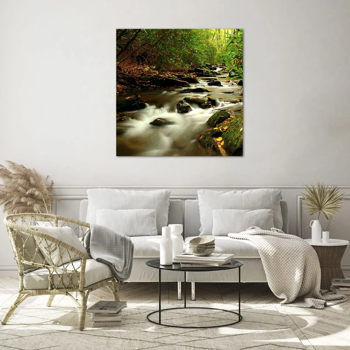 Obraz na skle - Jako tekuté stříbro - 50x50 cm