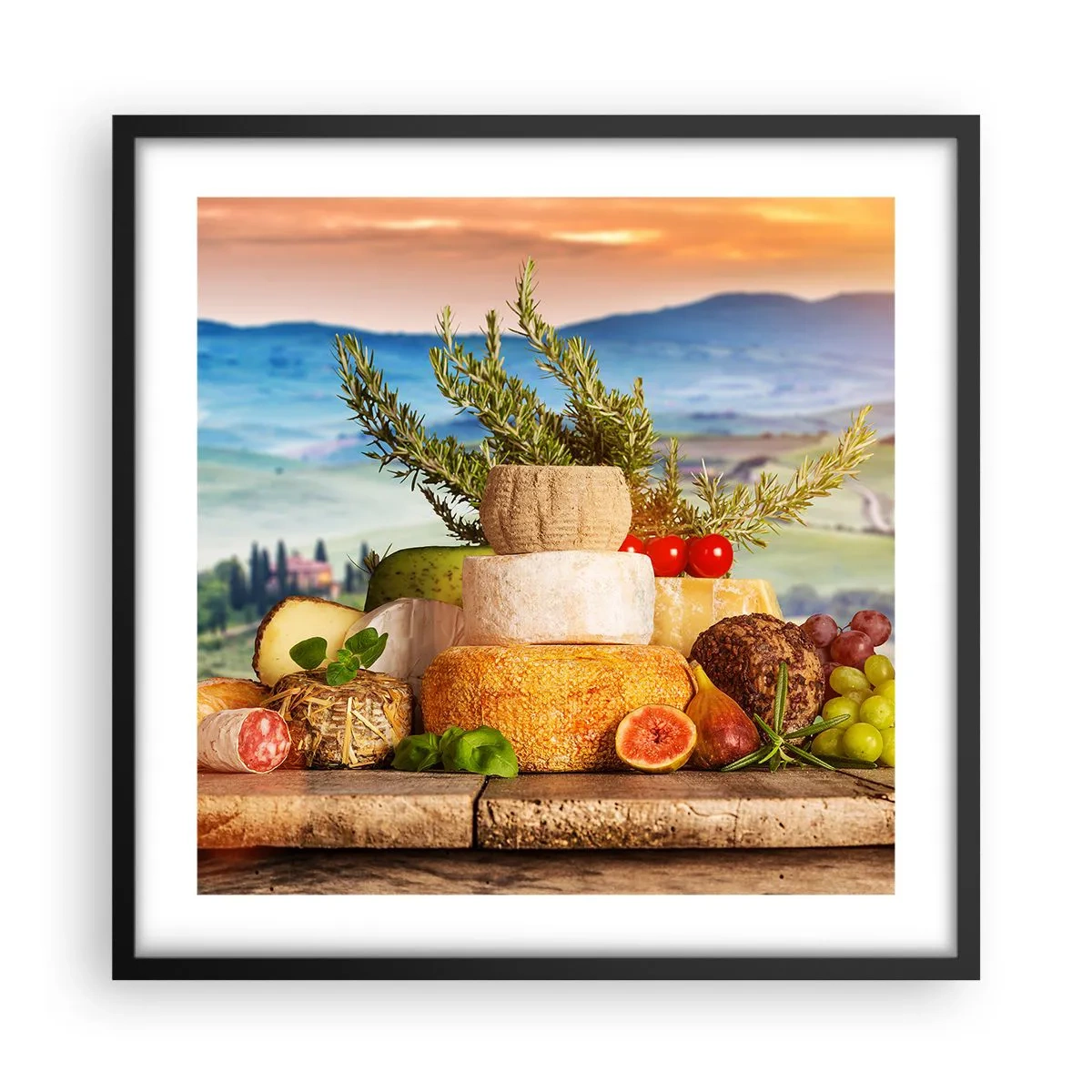Plakát v černém rámu - Italská radost ze života - 50x50 cm