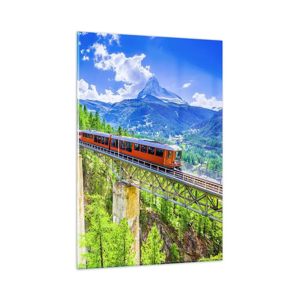 Obraz na skle - Alpská železnice - 80x120 cm