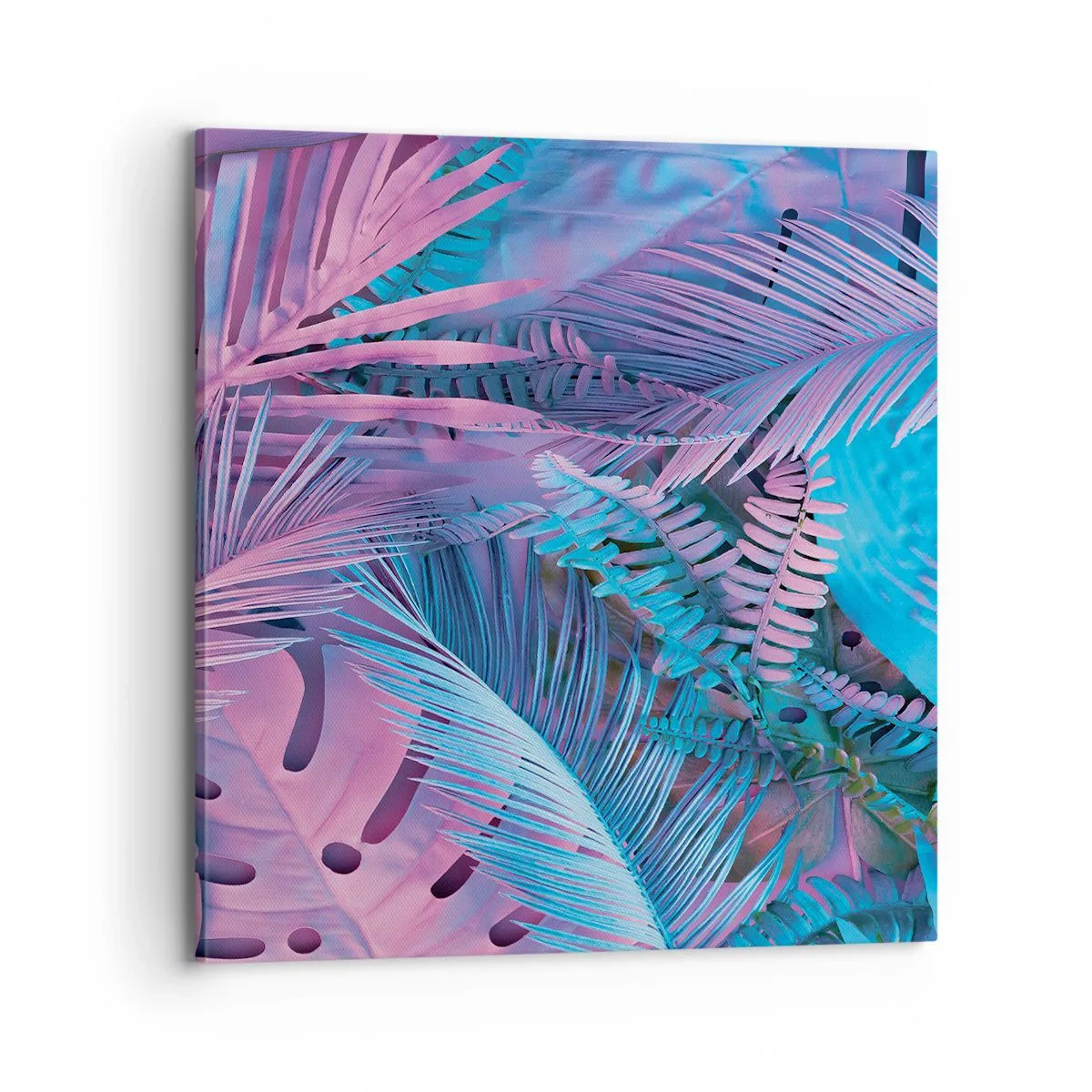 Obraz na plátně - Tropy v růžové a modré - 70x70 cm