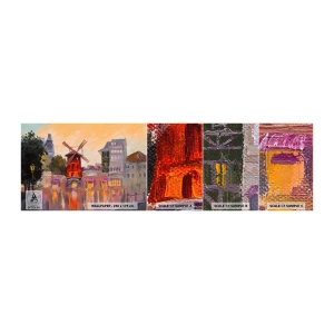 Vzor Fototapety Samolepicí Deluxe Sticker - Pařížské ikony – Moulin Rouge - Paříž, Fanoušek, Moulin Rouge - 100x30 cm