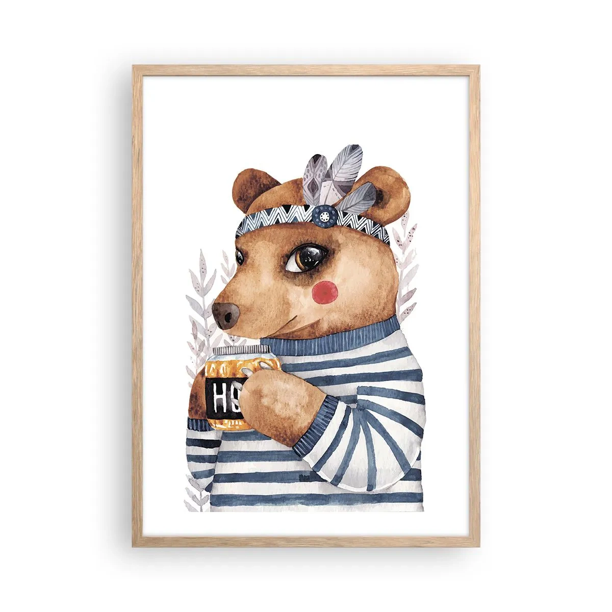 Plakát v rámu světlý dub - Sladký medvídek - 50x70 cm