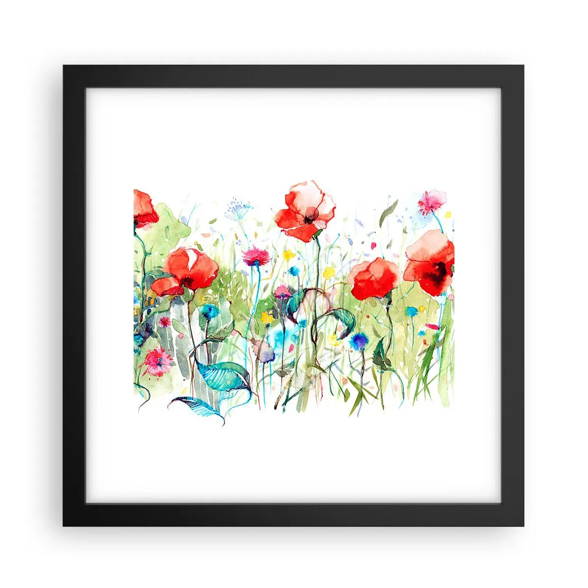 Plakát v černém rámu - Kvetoucí louka v květnu - 30x30 cm