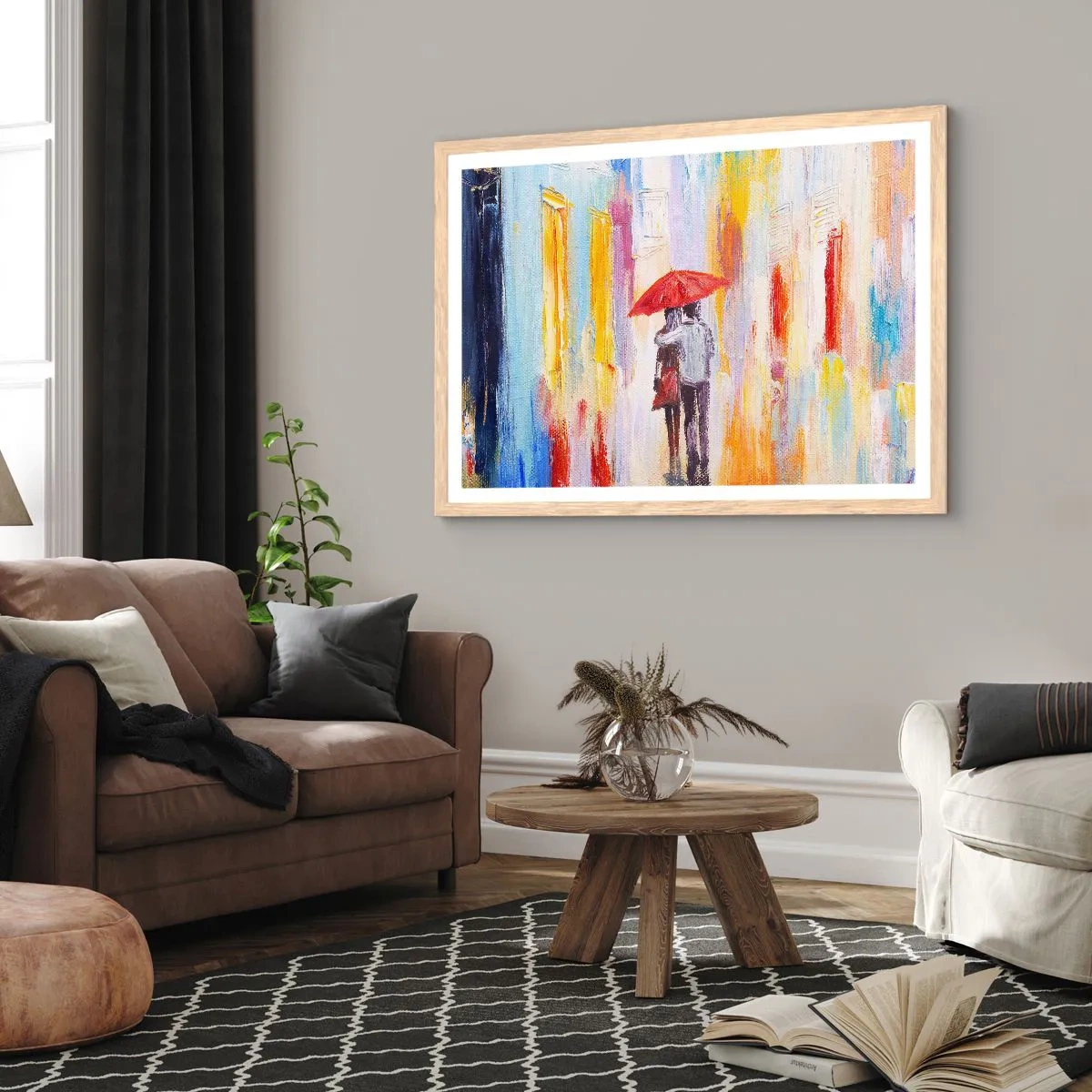 Plakát v rámu světlý dub - Ať prší dál - 70x50 cm